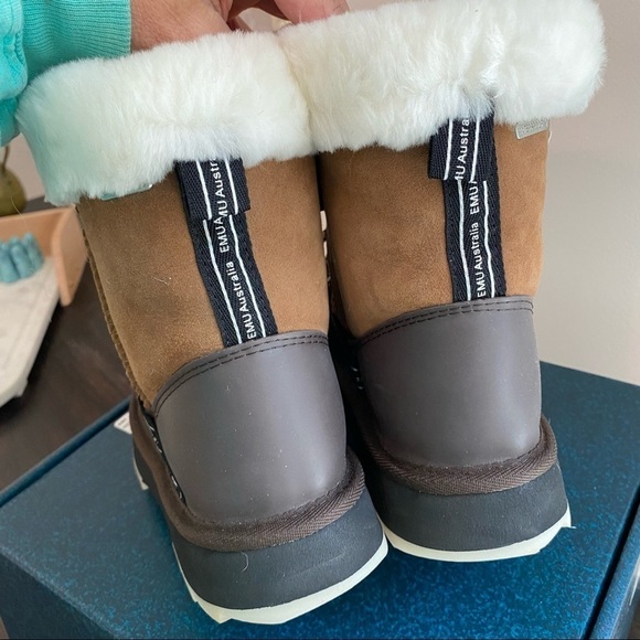 NWT Anthropologie Emu Australia Brown Leather Fur Lined Boots Chestnut - Picture 10 of 13